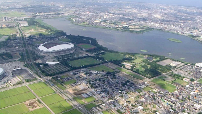 鳥屋野潟を中心とした亀田郷の現在の様子